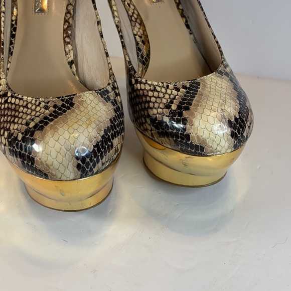 8.5 Python & Gold Double Platform Stilettos H By Halston - Picture 12 of 17